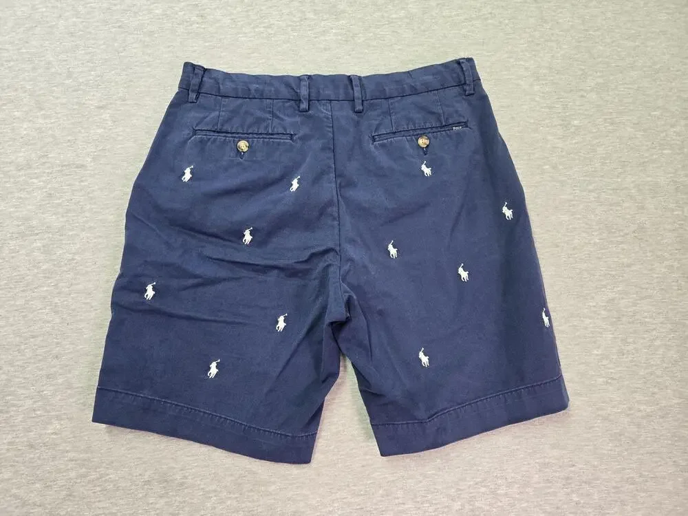 Polo Ralph Lauren Shorts Mens 33 Blue Chino Stretch Pony Embroidered Summer